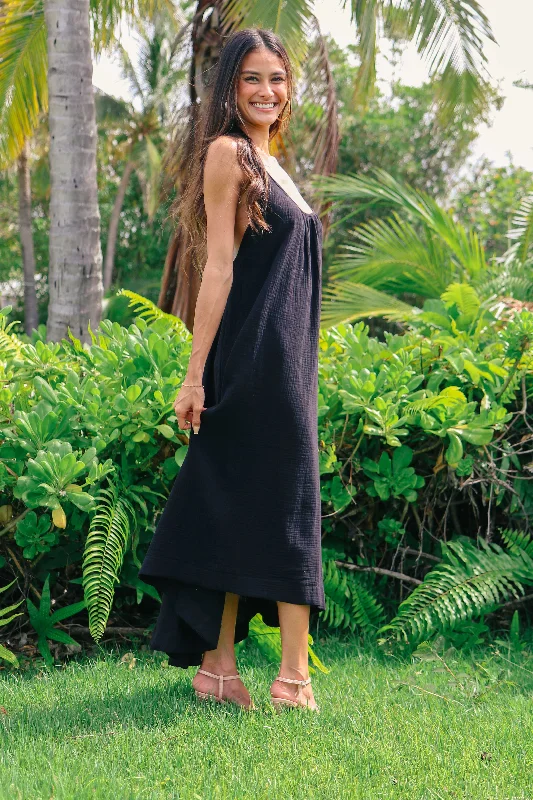 Gauze Low Back Maxi Dress (3 colors) (FINAL SALE) Comfortable Casual Maxi Dress