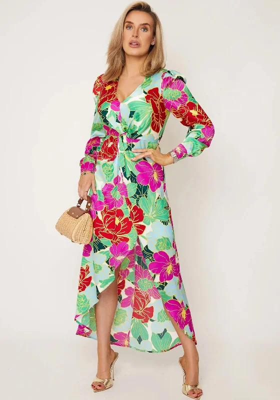 Girl In Mind Alexia Floral Print Maxi Dress, Green Multi Fashionable Faux Wrap Maxi Dress Girl In Mind Alexia Floral Print Maxi Dress, Green Multi Fashionable Faux Wrap Maxi Dress