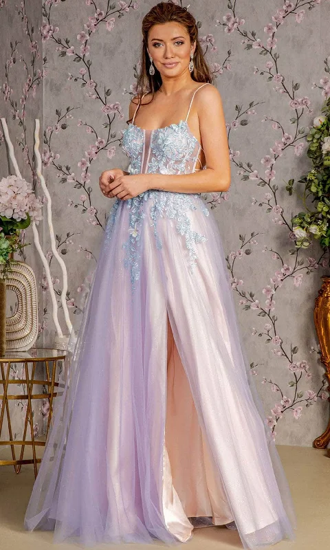 GLS by Gloria GL3252 - Open Back 3-D Butterfly Prom Gown