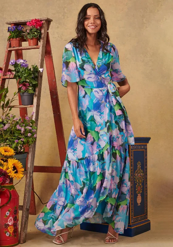 Hope & Ivy Everleigh Floral Wrap Maxi Dress, Multi Elegant Maxi Dress with Pockets