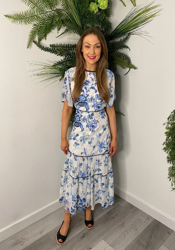 Hope & Ivy Shivani Maxi Dress, White & Blue Classic Black Maxi Dress