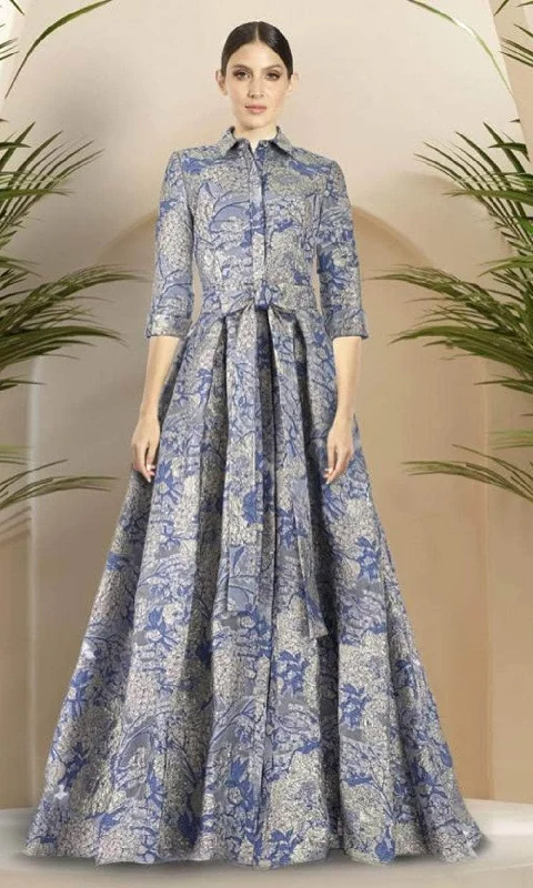 Janique 81325 - Front Button Collared A-Line Gown
