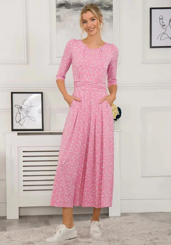Jolie Moi Denisse Spotty Maxi Dress, Dusty Pink Cozy Spaghetti Strap Maxi Dress