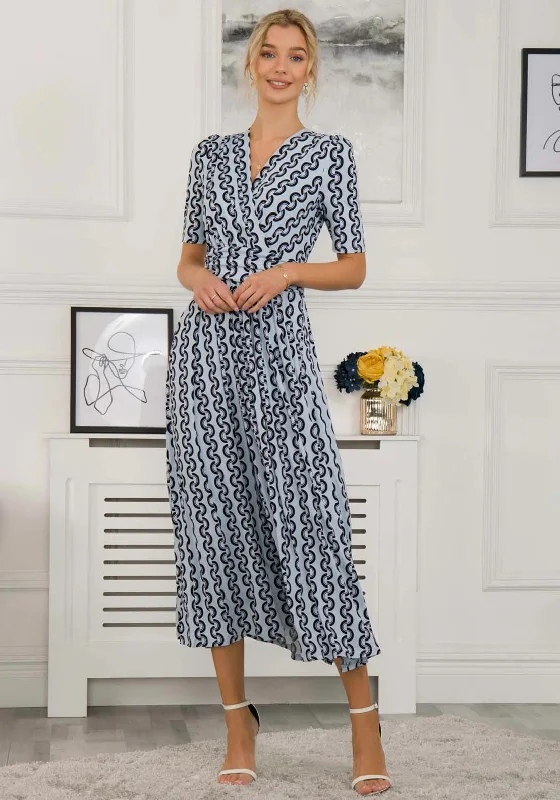 Jolie Moi Genesis Wrap Front Maxi Dress, Light Blue Comfortable Cotton Maxi Dress