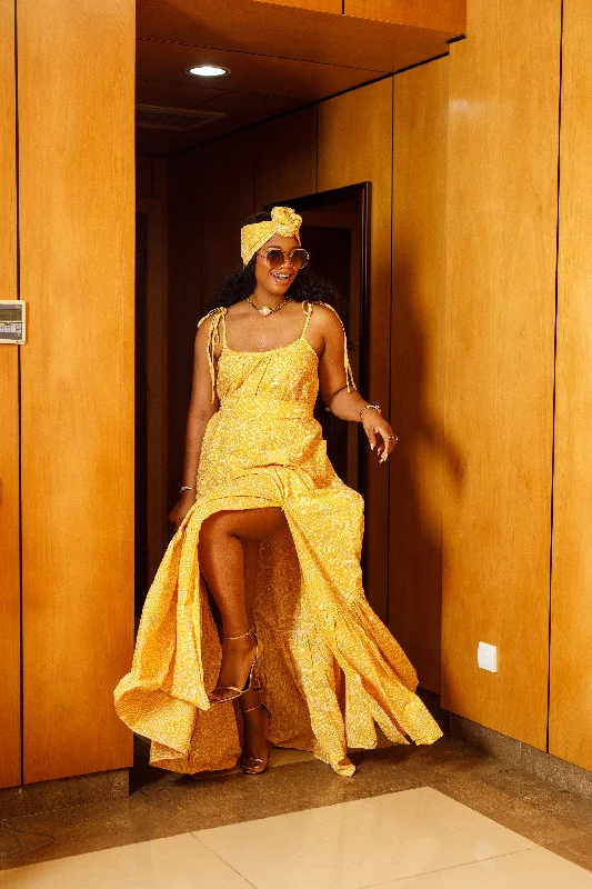 JORDAN maxi dress (Yellow) Trendy Maxi Dress with Belt