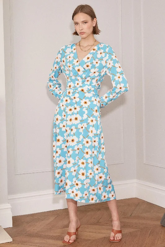 Jovonna Gemma Floral Maxi Dress, Blue Comfortable Cotton Maxi Dress