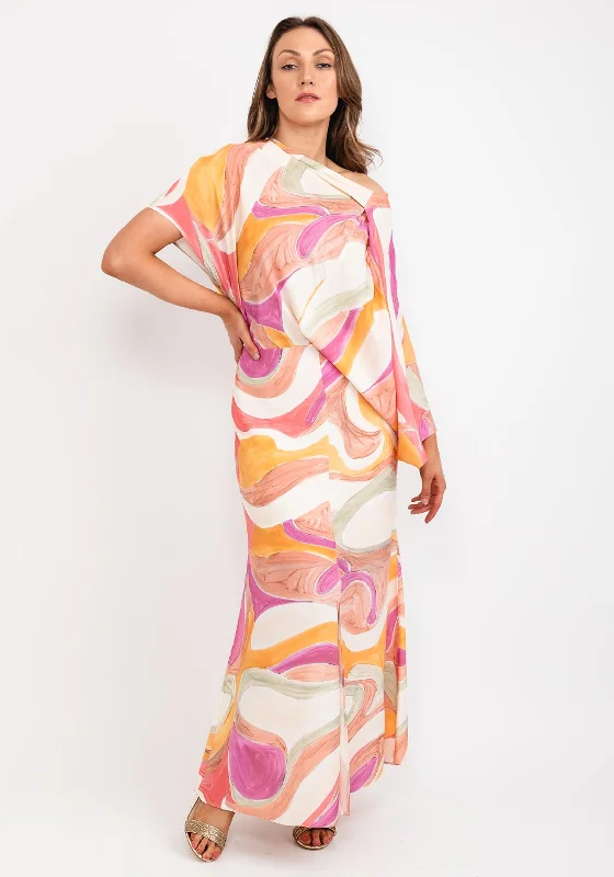 Kameya Draped Abstract Print Maxi Dress, Multi Cozy Knit Maxi Dress