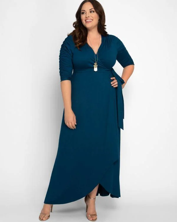 Kiyonna Long Formal Maxi Dress Sale Trendy V-Neck Maxi Dress