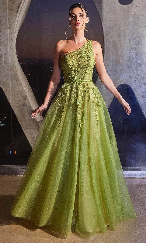 Ladivine CB145 - 3D Embellished One-Sleeve Ballgown