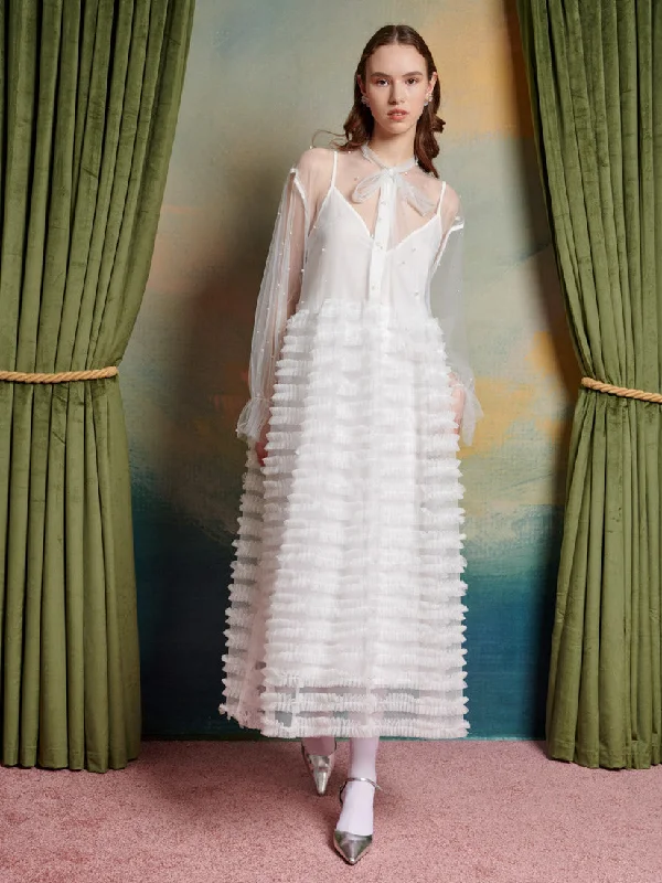 Lakeside Pearl Lace Maxi Dress Cozy Maxi Dress with Slit