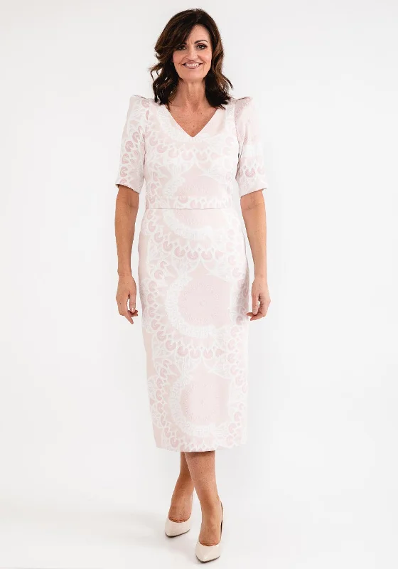 Laura Bernal Jacquard Print Maxi Dress, Blush Comfortable Cotton Maxi Dress