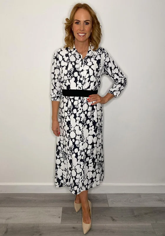 Lizabella Chiffon Splat Print Shirt Maxi Dress, Black & White Classic Tulle Maxi Dress