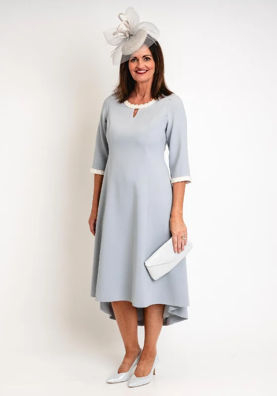 Lizabella Pearl Trim High Low Maxi Dress, Silver Comfortable Flowy Maxi Dress