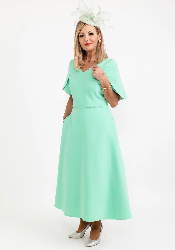 Lizabella Beaded Waist A Line Maxi Dress, Mint Green Fashionable High-Low Maxi Dress