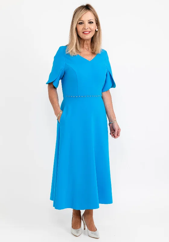 Lizabella Beaded Waist A Line Maxi Dress, Ocean Trendy Printed Maxi Dress