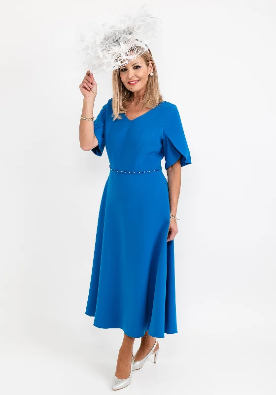 Lizabella Beaded Waist A Line Maxi Dress, Royal Blue Fashionable Sheer Maxi Dress