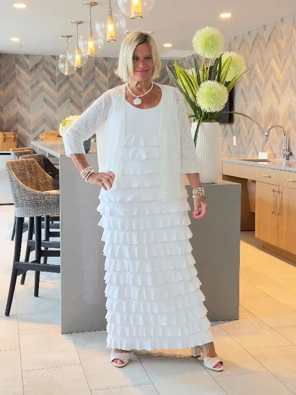 LULU-B WHITE CHA CHA MAXI DRESS Fashionable High-Low Maxi Dress