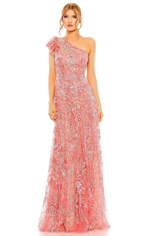 Mac Duggal 68512 - Beaded Lace Asymmetric Prom Gown