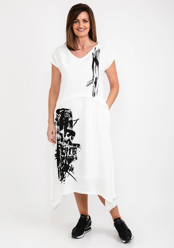 Naya Placement Print Maxi Dress, White & Black Classic Solid Maxi Dress