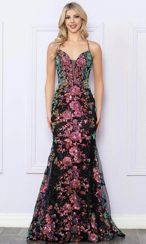 Nox Anabel R1439 - Plunging V-Neck Fitted Bodice Prom Gown