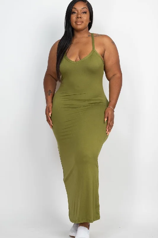 Plus Size Olive Green Bodycon Maxi Dress Stylish Button-Up Maxi Dress