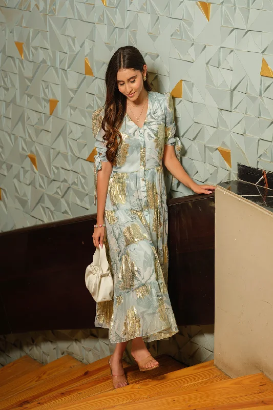 Mint Blue Maxi Dress Elegant Silk Maxi Dress