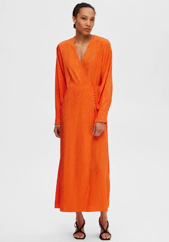 Selected Femme Abienne Satin Wrap Maxi Dress, Orangeade Comfortable Bohemian Maxi Dress Selected Femme Abienne Satin Wrap Maxi Dress, Orangeade Comfortable Bohemian Maxi Dress
