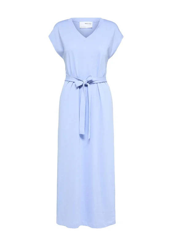 Selected Femme V Neck Jersey Maxi Dress, Blue Heron Elegant Floral Maxi Dress