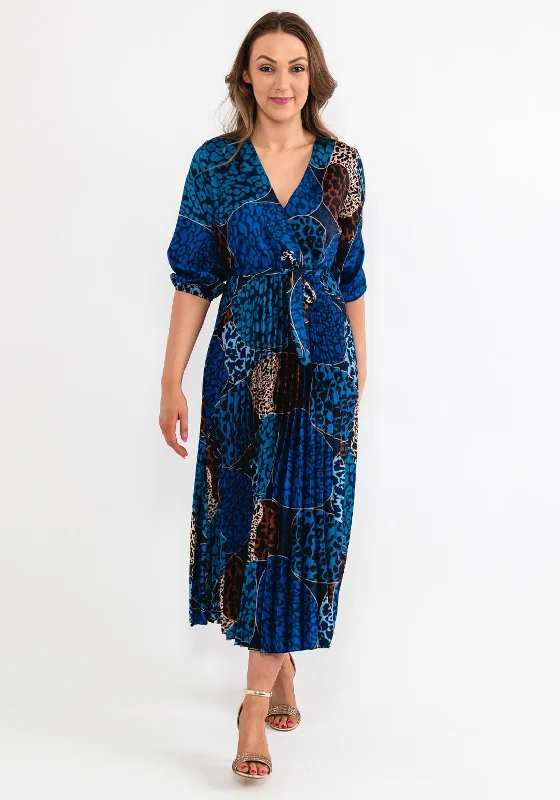 Seventy1 One Size Leopard Print Pleat Maxi Dress, Royal Blue Classic A-Line Maxi Dress Seventy1 One Size Leopard Print Pleat Maxi Dress, Royal Blue Classic A-Line Maxi Dress