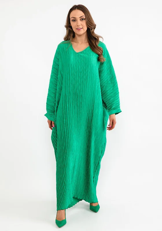 Seventy1 One Size Satin Tunic Maxi Dress, Green Comfortable Casual Maxi Dress