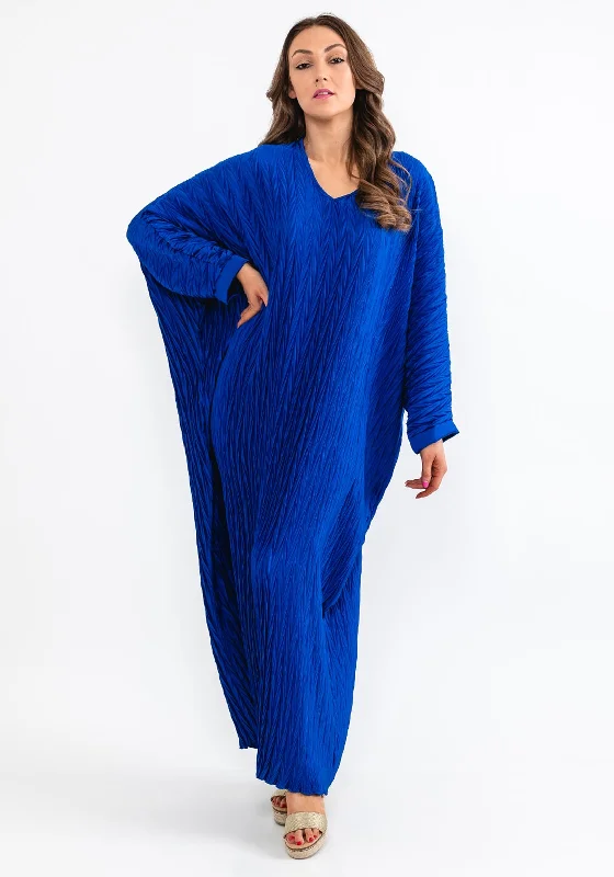 Seventy1 One Size Satin Tunic Maxi Dress, Royal Blue Fashionable Chiffon Maxi Dress
