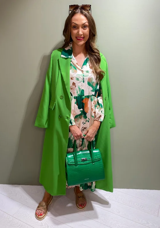Seventy1 One Size Print Smock Maxi Dress, Green Multi Stylish Boho Chic Maxi Dress