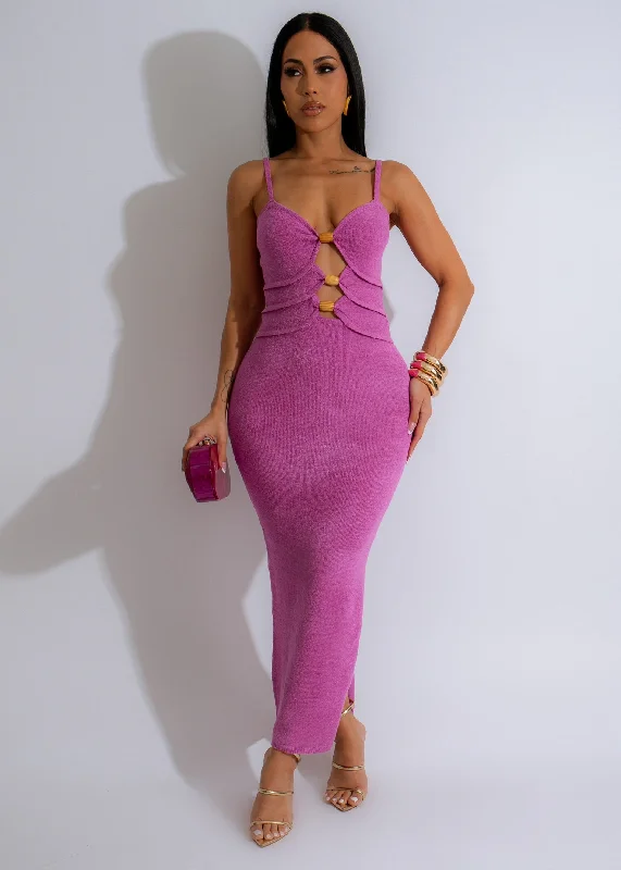 I See You Knit Maxi Dress Purple Trendy Short Sleeve Maxi Dress