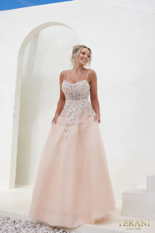 Terani Couture 241P2025 Long A Line Prom Dress