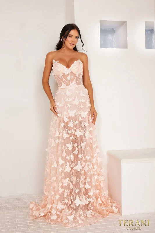 Terani Couture 241P2086 A Line Embellished Long Prom Dress