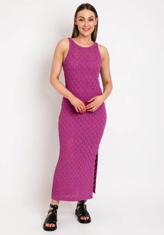 Vero Moda Evelyn Crochet Maxi Dress, Dahlia Mauve Fashionable Sheer Maxi Dress