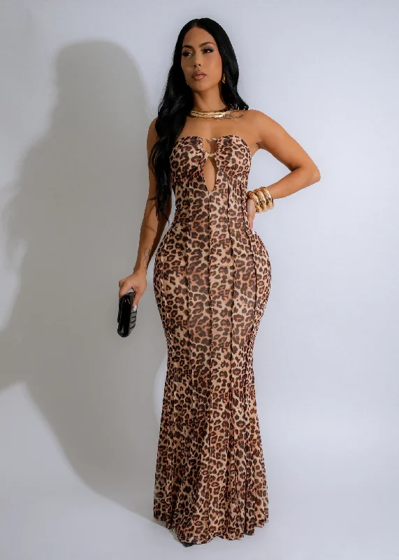Ways To Go Mesh Maxi Dress Brown Chic Summer Floral Maxi Dress