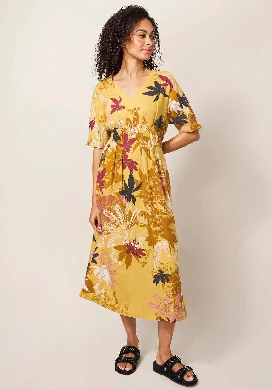 White Stuff Kate Mix Print Maxi Dress, Yellow Multi Elegant Lace-Up Maxi Dress