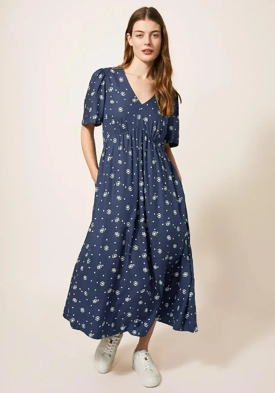 White Stuff Lucy Print Maxi Dress, Navy Elegant Lace Maxi Dress