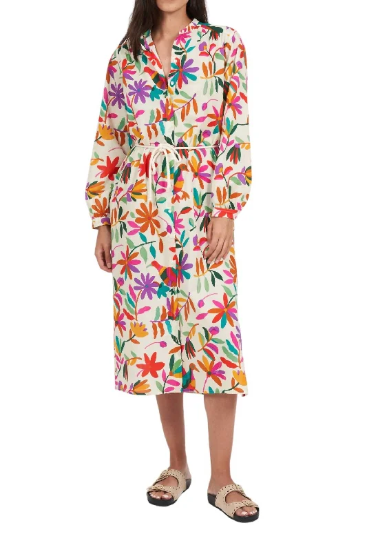 Woman's Residence Woven Dress In Pink & Green