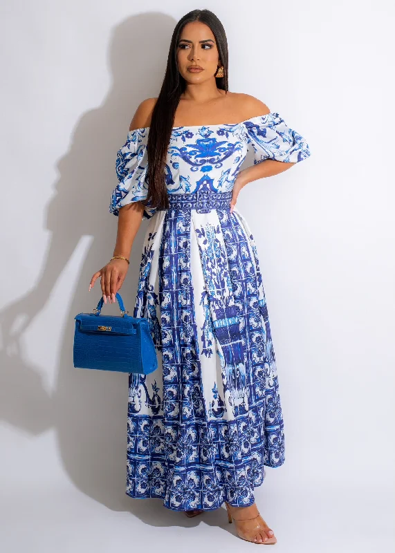 Work Of Art Maxi Dress Blue Cozy Maxi Dress with Slit