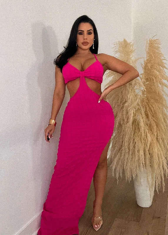 Work On It Popcorn Maxi Dress Pink Cozy Ruffle Sleeve Maxi Dress