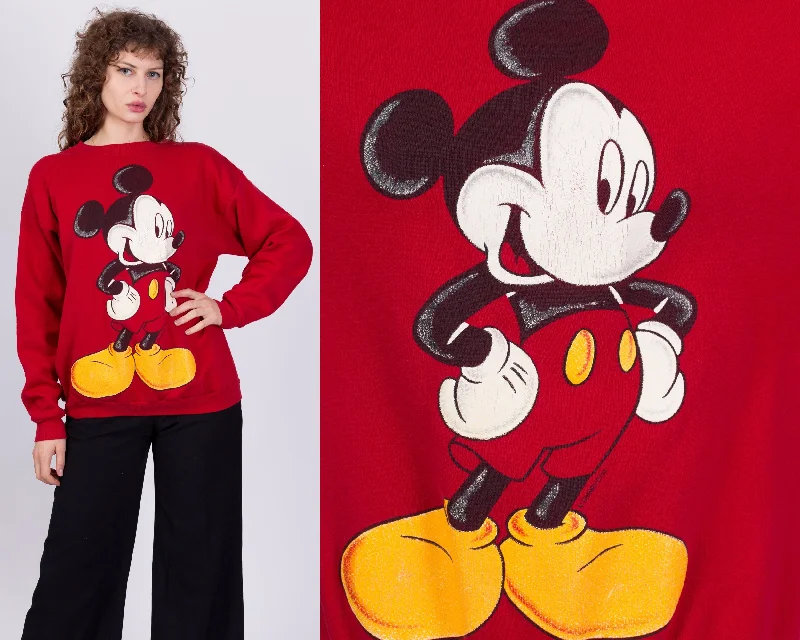 90s Mickey Mouse Sweatshirt - One Size Hoodie with High Neck Warm Protective