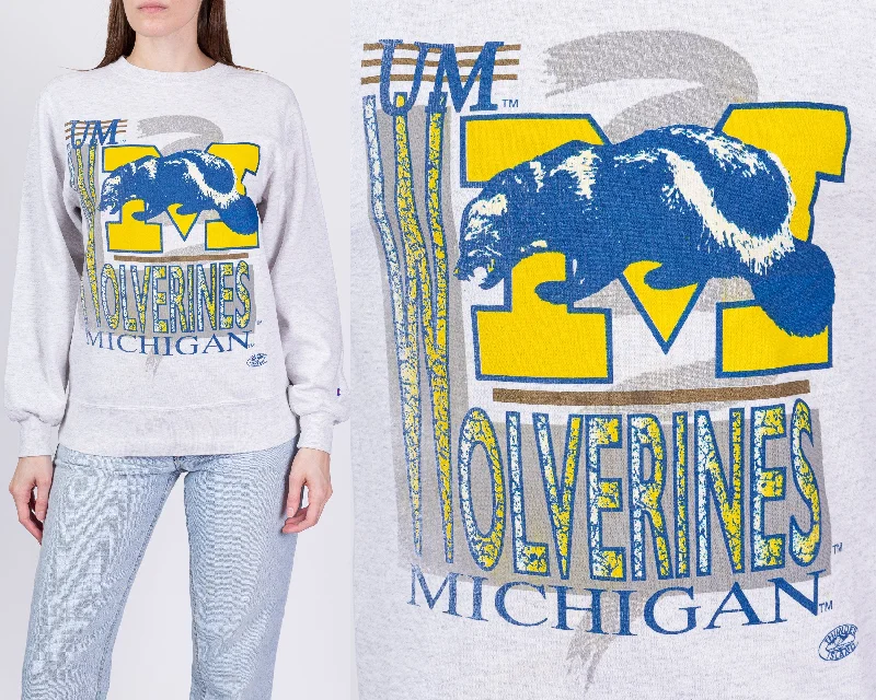 90s University of Michigan Wolverines Champion Sweatshirt - Unisex Small Hoodie with Zipper Placket Modern Functional