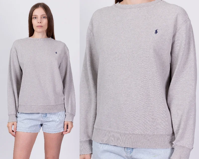 90s Y2K Polo Ralph Lauren Sweatshirt - Large Hoodie with Fur Luxurious Winter