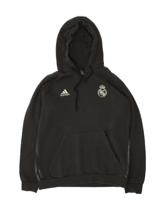 ADIDAS Mens Hoodie Jumper XL Grey Hoodie with Ribbed Neckline Snug Warm