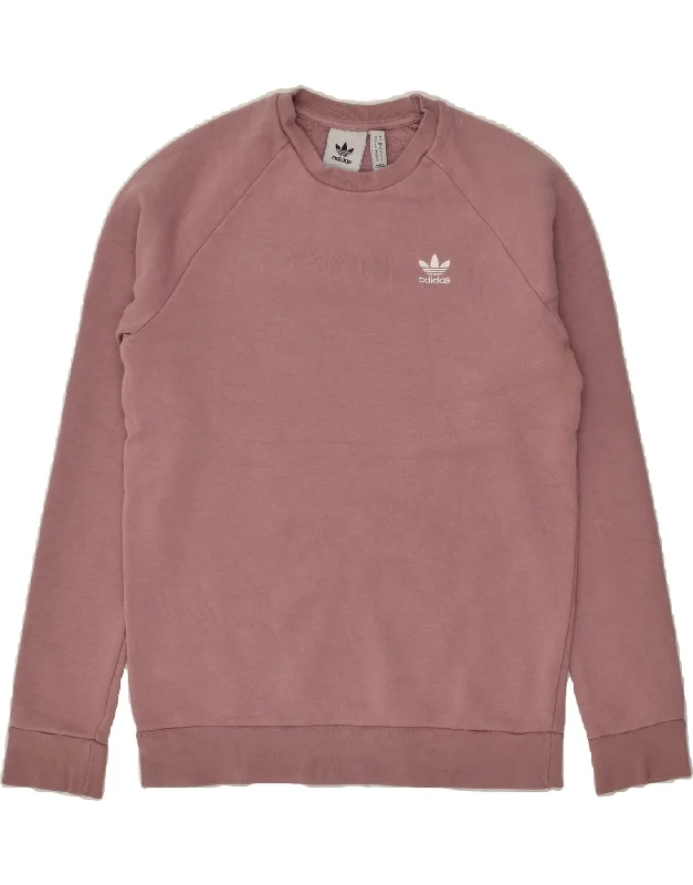 ADIDAS Mens Sweatshirt Jumper Small Pink Cotton Hoodie with Camouflage Military Edgy