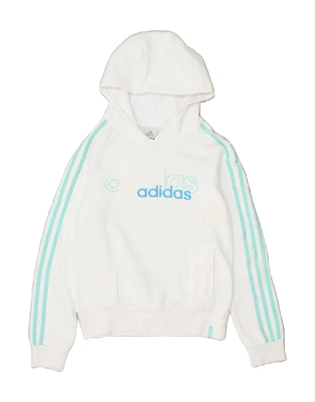 ADIDAS Womens Crop Graphic Hoodie Jumper UK 10 Small White Cotton Hoodie with Relaxed Fit Easy Casual ADIDAS Womens Crop Graphic Hoodie Jumper UK 10 Small White Cotton Hoodie with Relaxed Fit Easy Casual