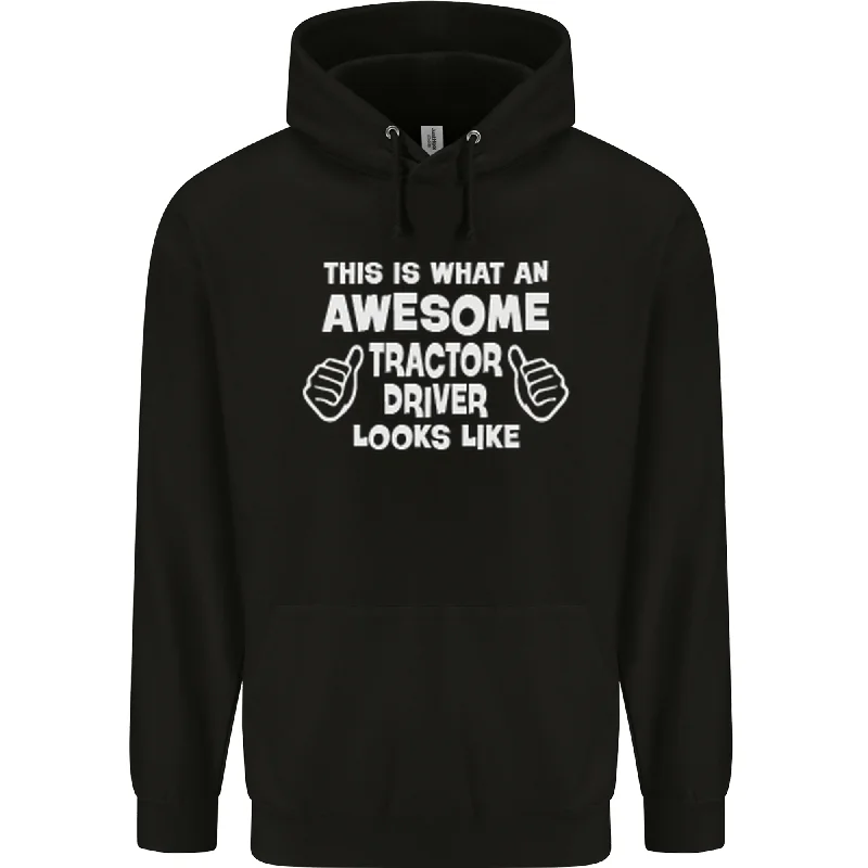 Awesome Tractor Driver Farmer Farming Mens 80% Cotton Hoodie Hoodie with Puffed Sleeves Voluminous Trendy