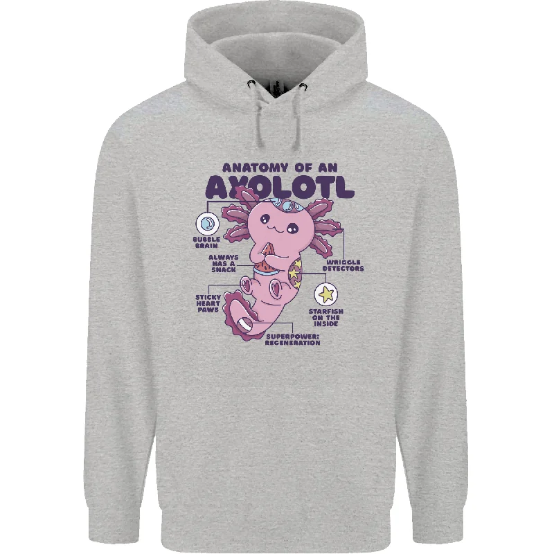 Axolotl Anatomy Mens 80% Cotton Hoodie Zip Hoodie Drawstring Kangaroo Pocket